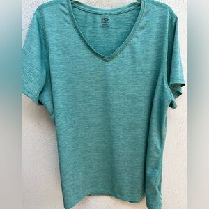 Athletic Works Teal V-Neck Short Sleeve Women's Top